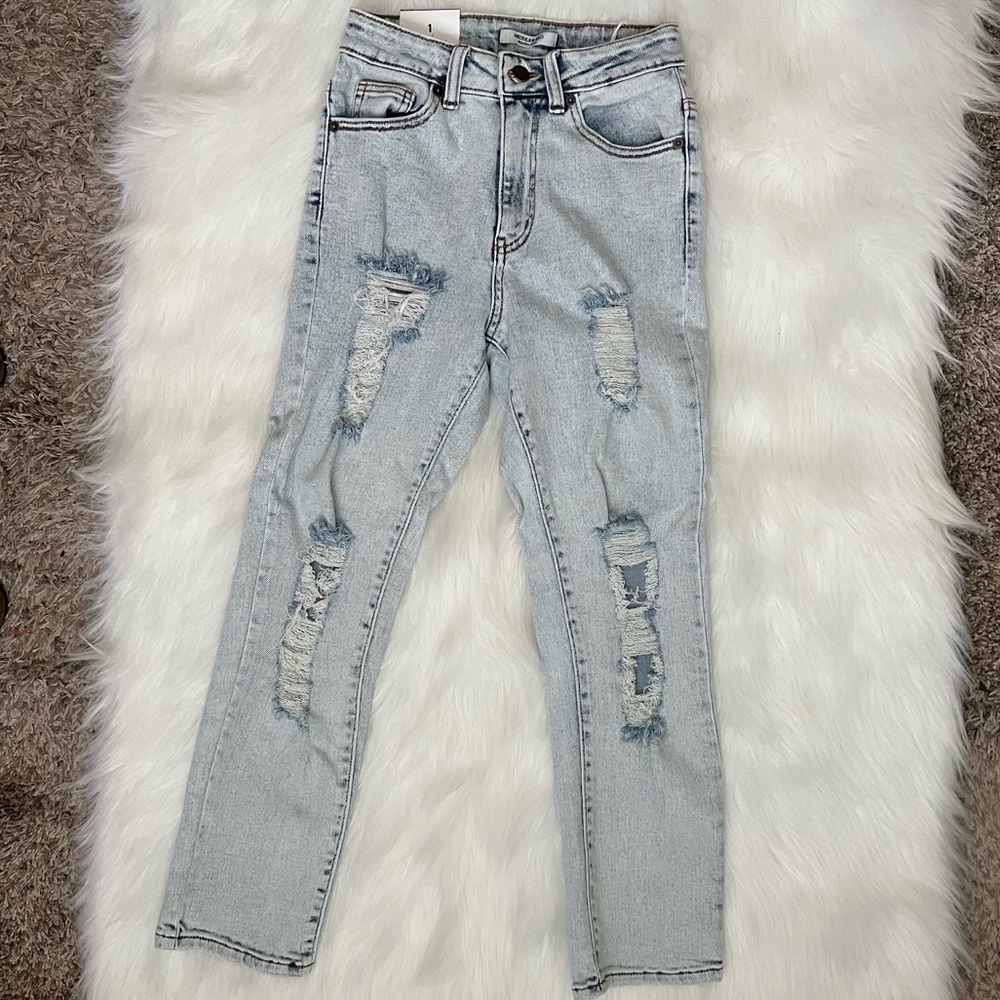 acid washed cropped ripped jeans size 1